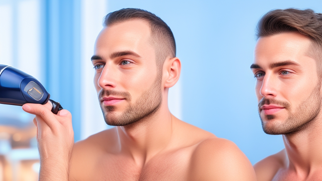 Körkörös mozgástechnika bemutatása forgó elektromos borotva fejjel férfi arcon professzionális oktatási fotó